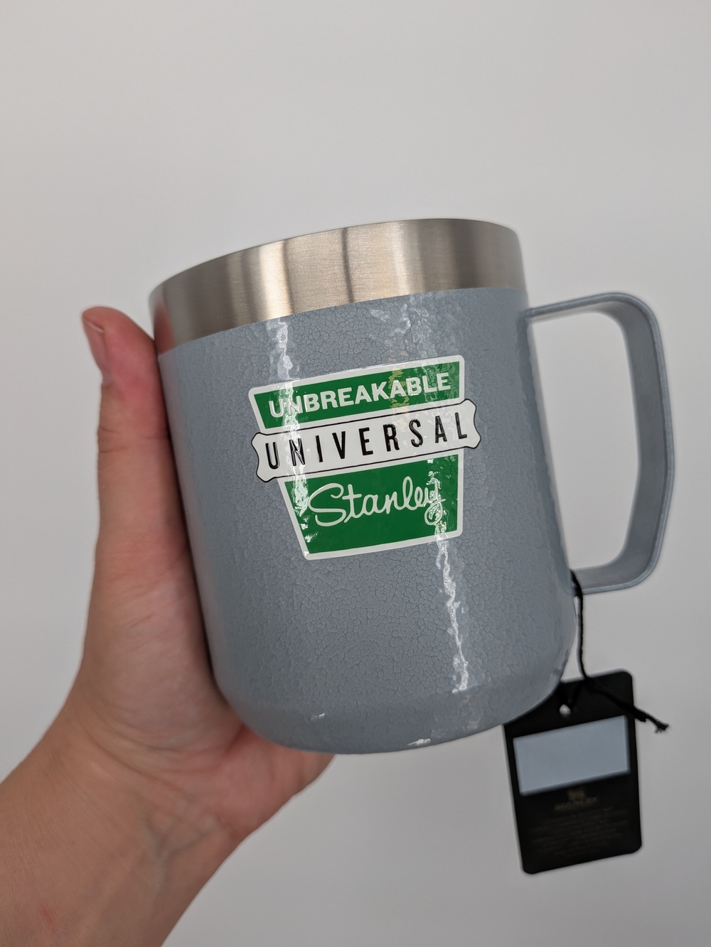 new STANLEY classic legendary Camp Mug Coffee cup & lid 12oz hammertone silver